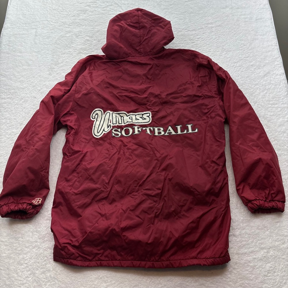 Boathouse UMass Softball Maroon Hooded Fleece Lined Jacket Mens Medium USA Made
